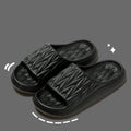 Leaf texture design EVA slippers in various colours showing non-slip sole detail