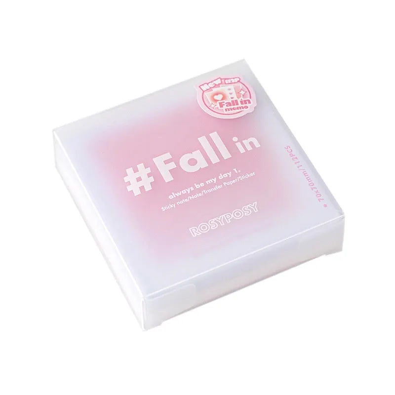 Square 70mm gradient parchment multifunctional notepad with blush cover showing interior papers