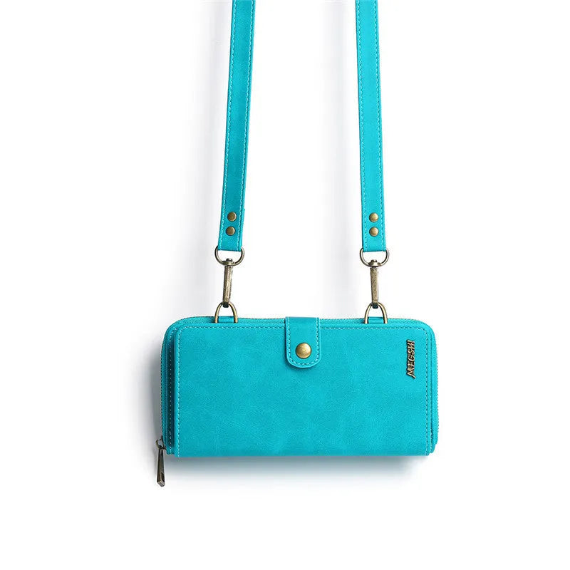 Detachable magnetic wallet phone case in PC leather for iPhone and Samsung phones