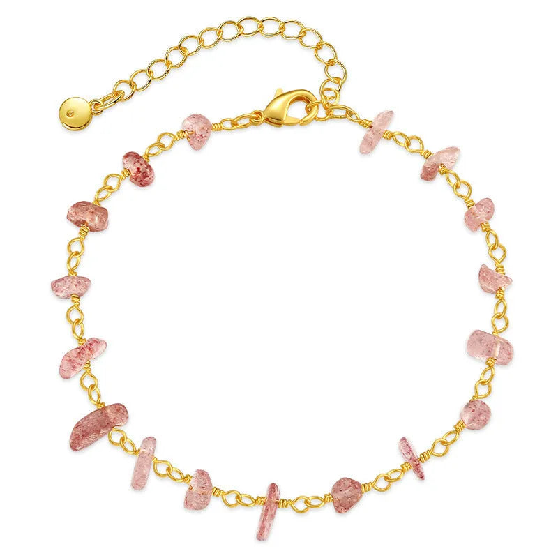 18K copper geometric women's bracelet with irregular gravel design and crystal elements