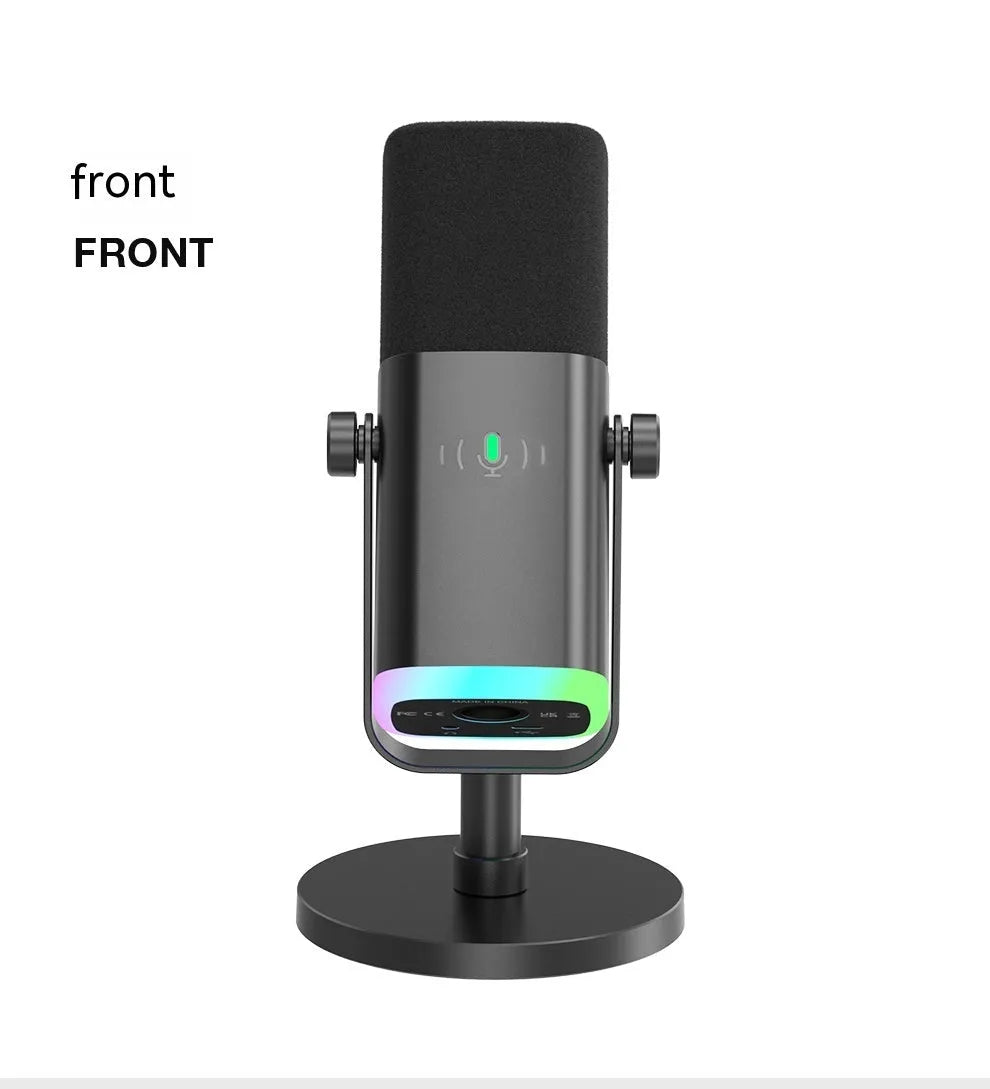 Dynamic noise reduction microphone in black, pink or white with XLR cable and desktop base
