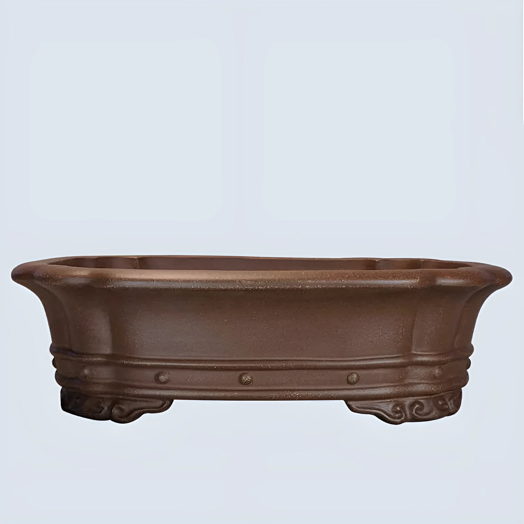 Purple sand rectangular begonia flower pot with classical antique design for desktop plant display