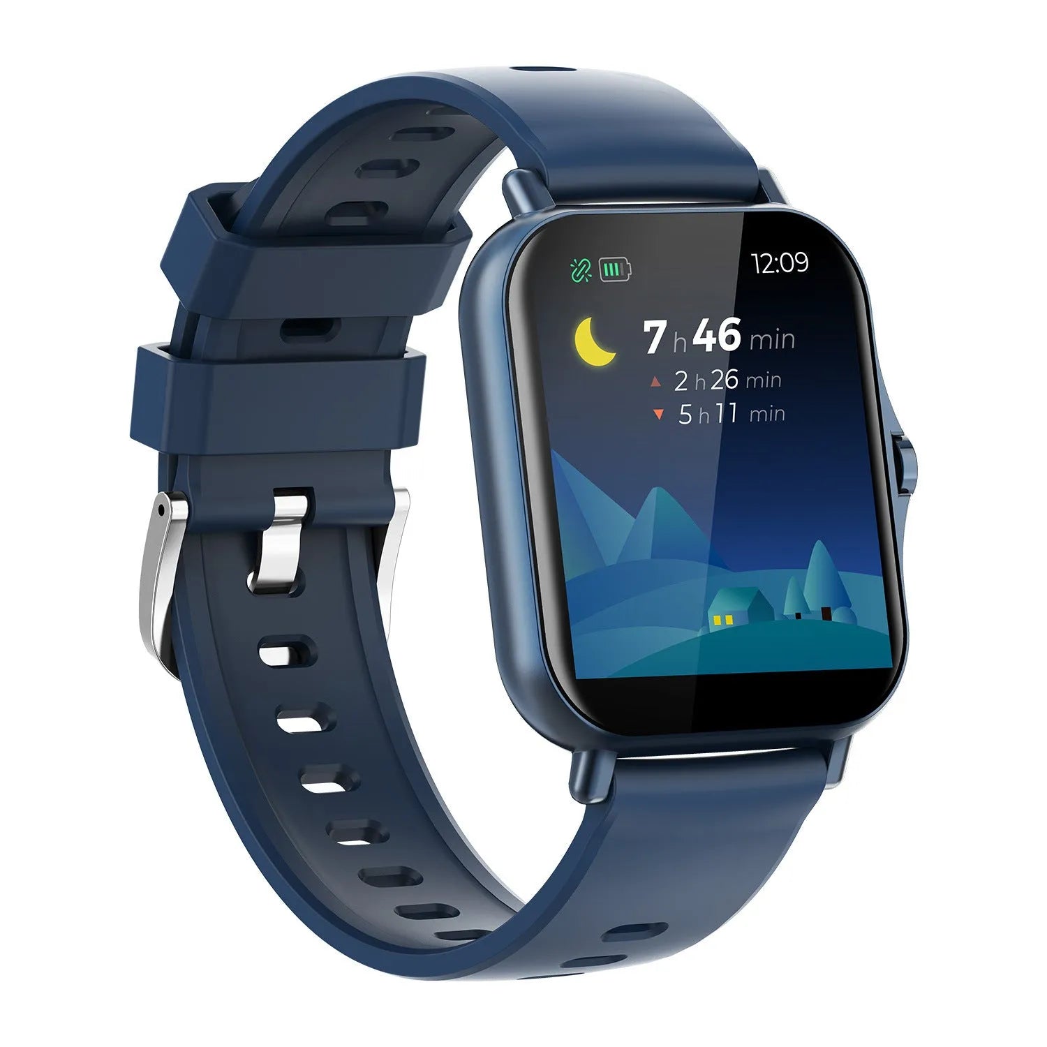 W10 Bluetooth smart watch with heart rate and blood pressure monitoring on wrist, showing 1.75-inch touch screen display