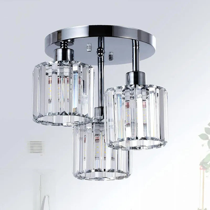Modern crystal ceiling light in black finish for corridor or entrance installation with E27 socket