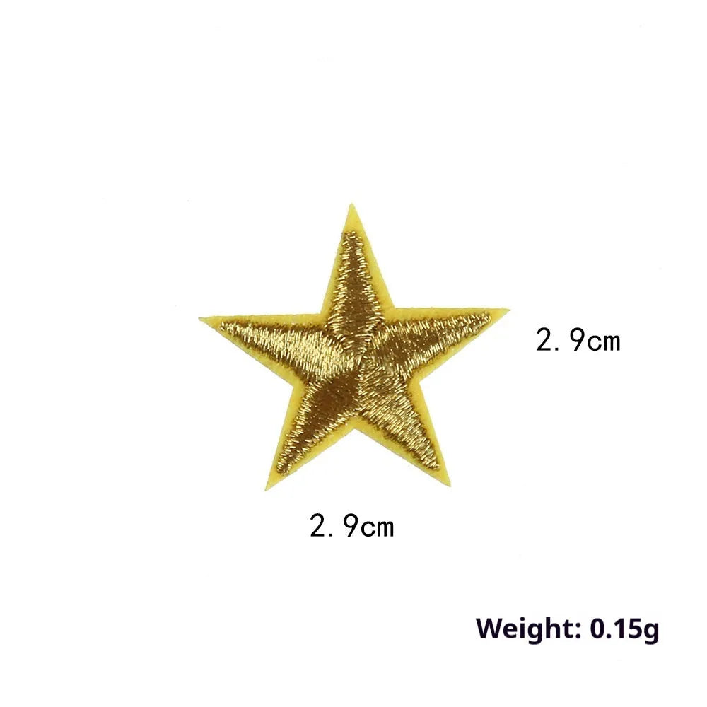 Five-pointed star embroidery label cloth stickers in assorted colours for clothing decoration