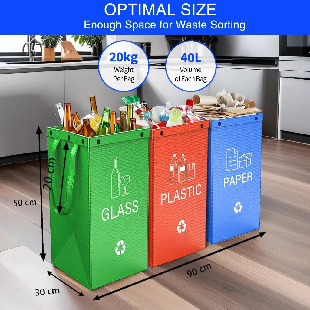 Blue 40-litre plastic handbag-style garbage bin for wet waste sorting.