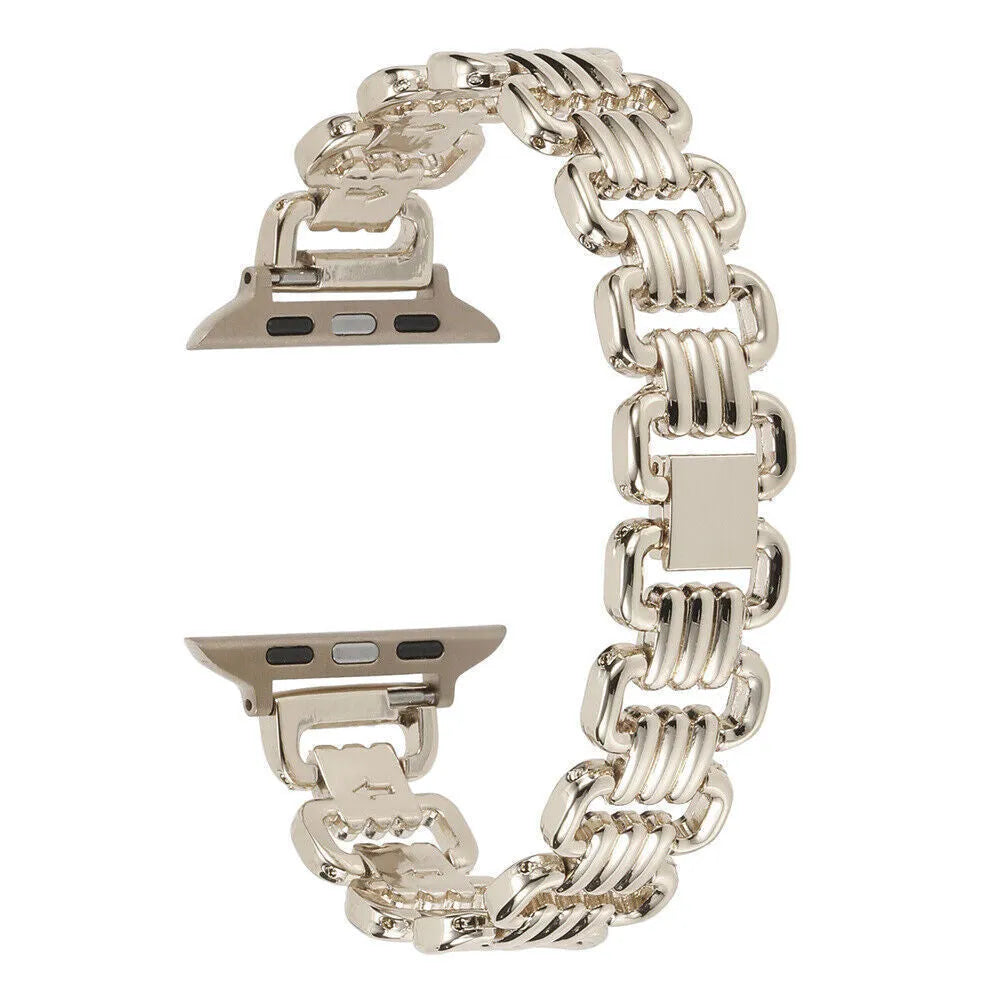 Alloy metal bracelet for Apple Watch in silver, black, gold, rose gold, and Starlight colours