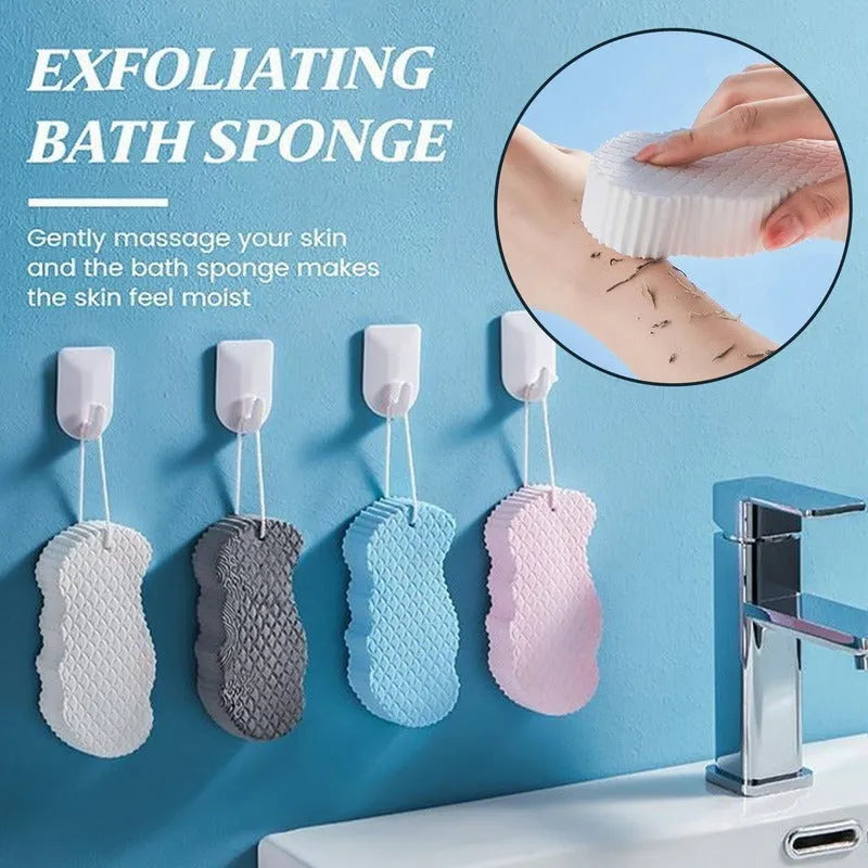 3D fish scale pattern bath sponge in multiple colours for gentle body exfoliation