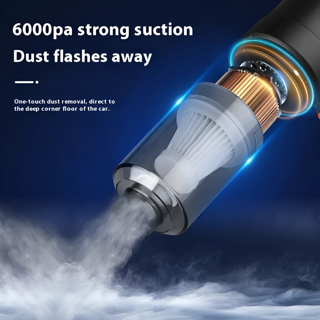Wireless car vacuum cleaner with suction and blowing dual-use for vehicle interior cleaning