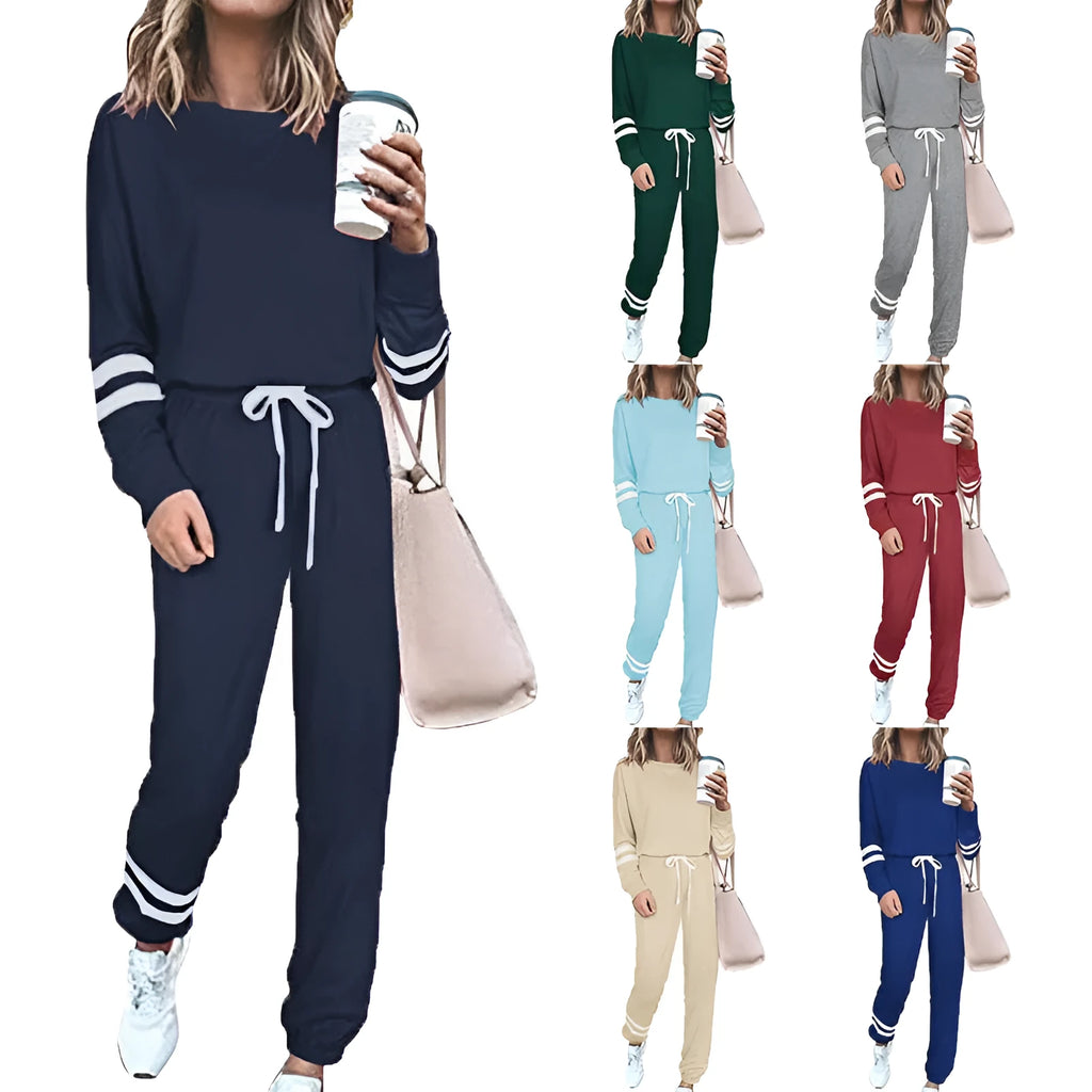 Women's plus size loose-fitting casual suit set in a solid colour with half-length sleeves.