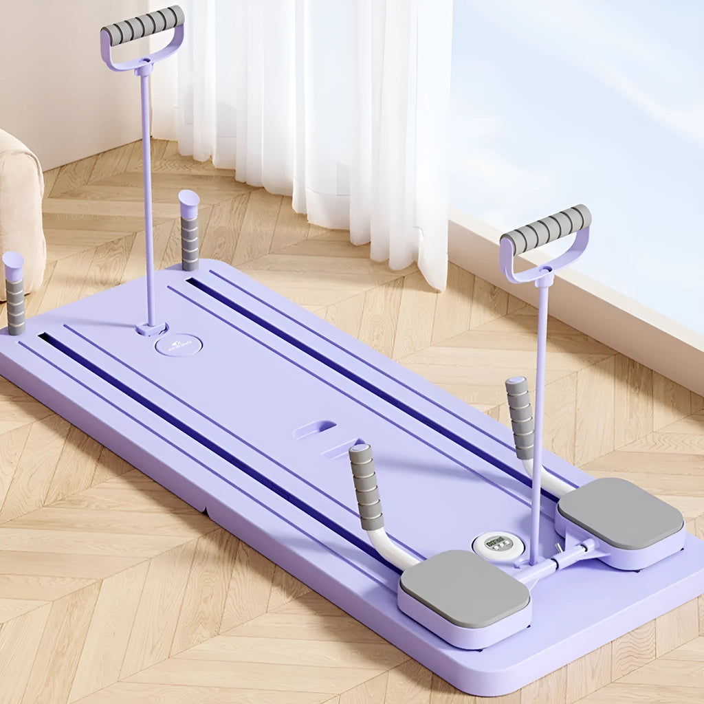 Purple automatic rebound abdominal wheel fitness board for home workouts.