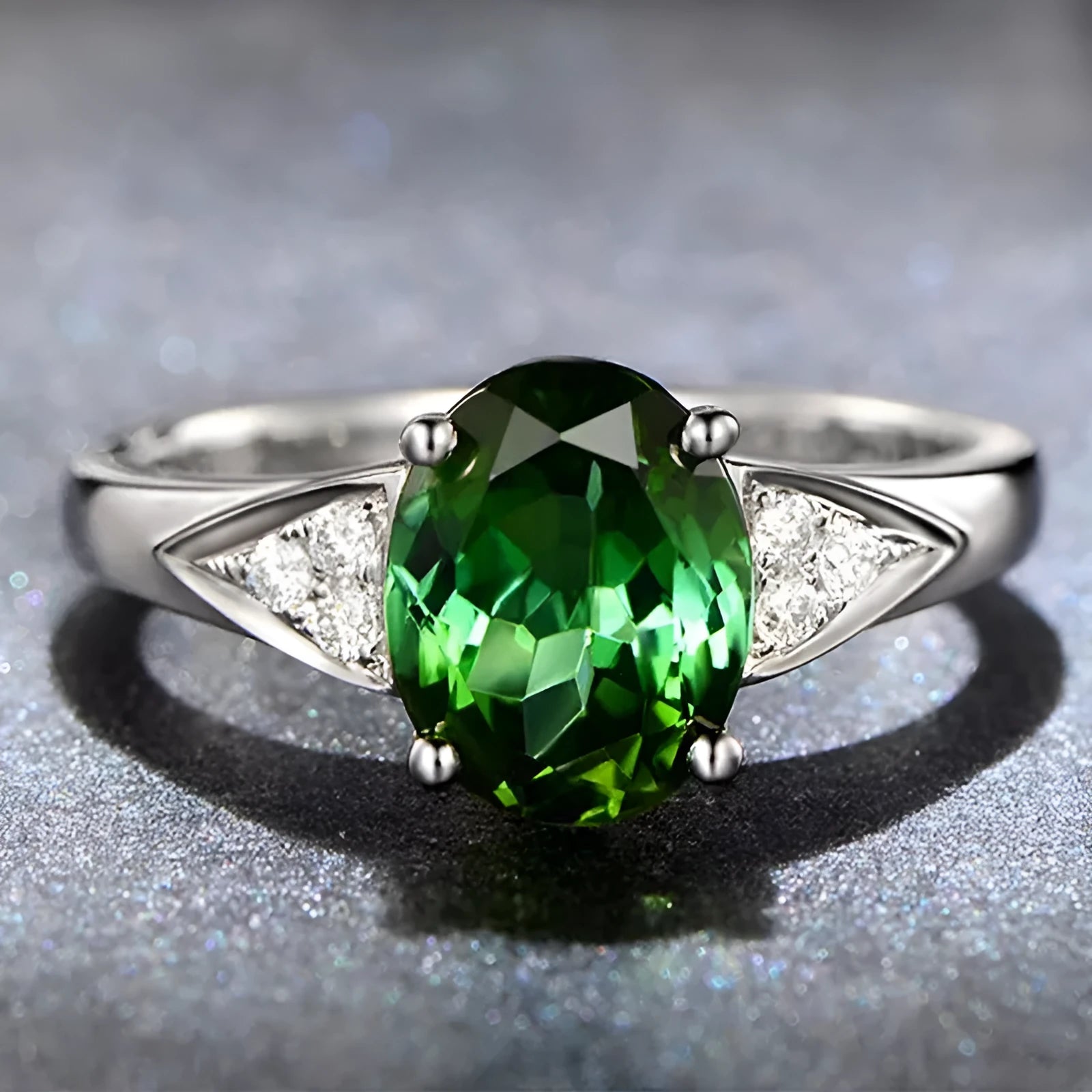 Ladies natural zircon ring with heart, water drop, or bell pattern in court setting, red or blue stone