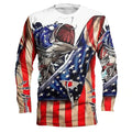 Men's fish print pullover top in milk silk fabric with long sleeves and round neck design