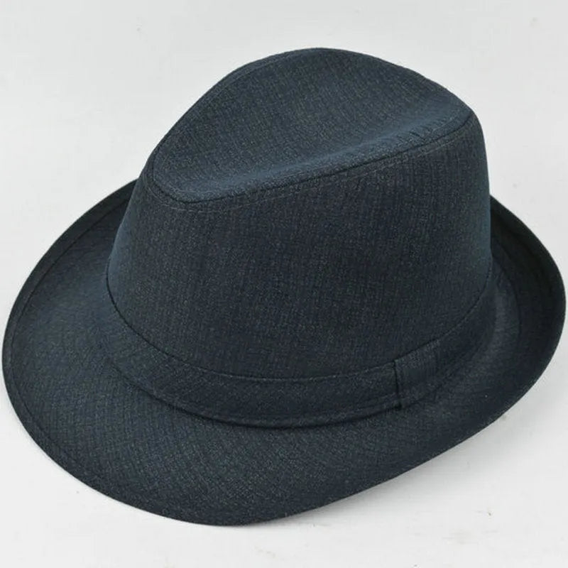 A thickened suit material fedora hat for men shown in Bervis black, with a 60mm brim.