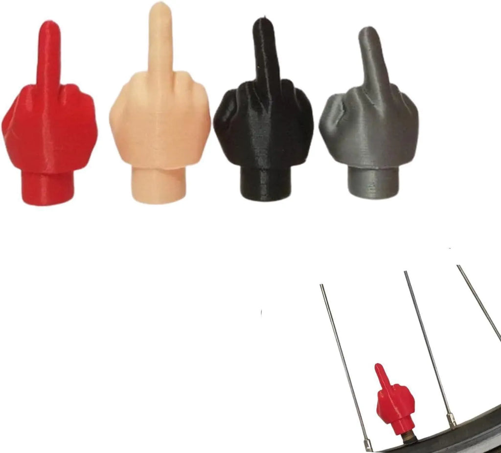 Four latex tyre valve dust covers in black and skin colours for car maintenance