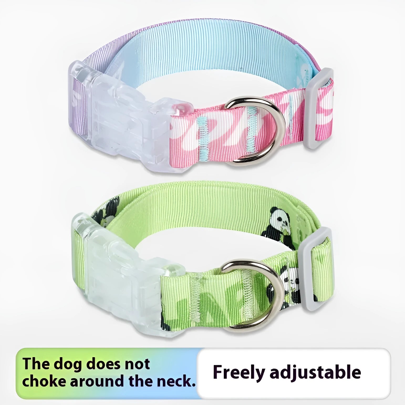 Nylon dog collar with cartoon gradient printing in adjustable S, M, L sizes for dogs 2-10kg