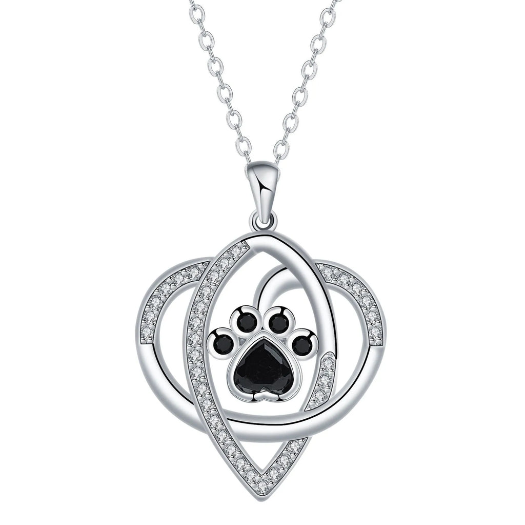 Women's necklace with dog paw print pendant on cross chain, electroplated copper finish