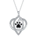 Women's necklace with dog paw print pendant on cross chain, electroplated copper finish