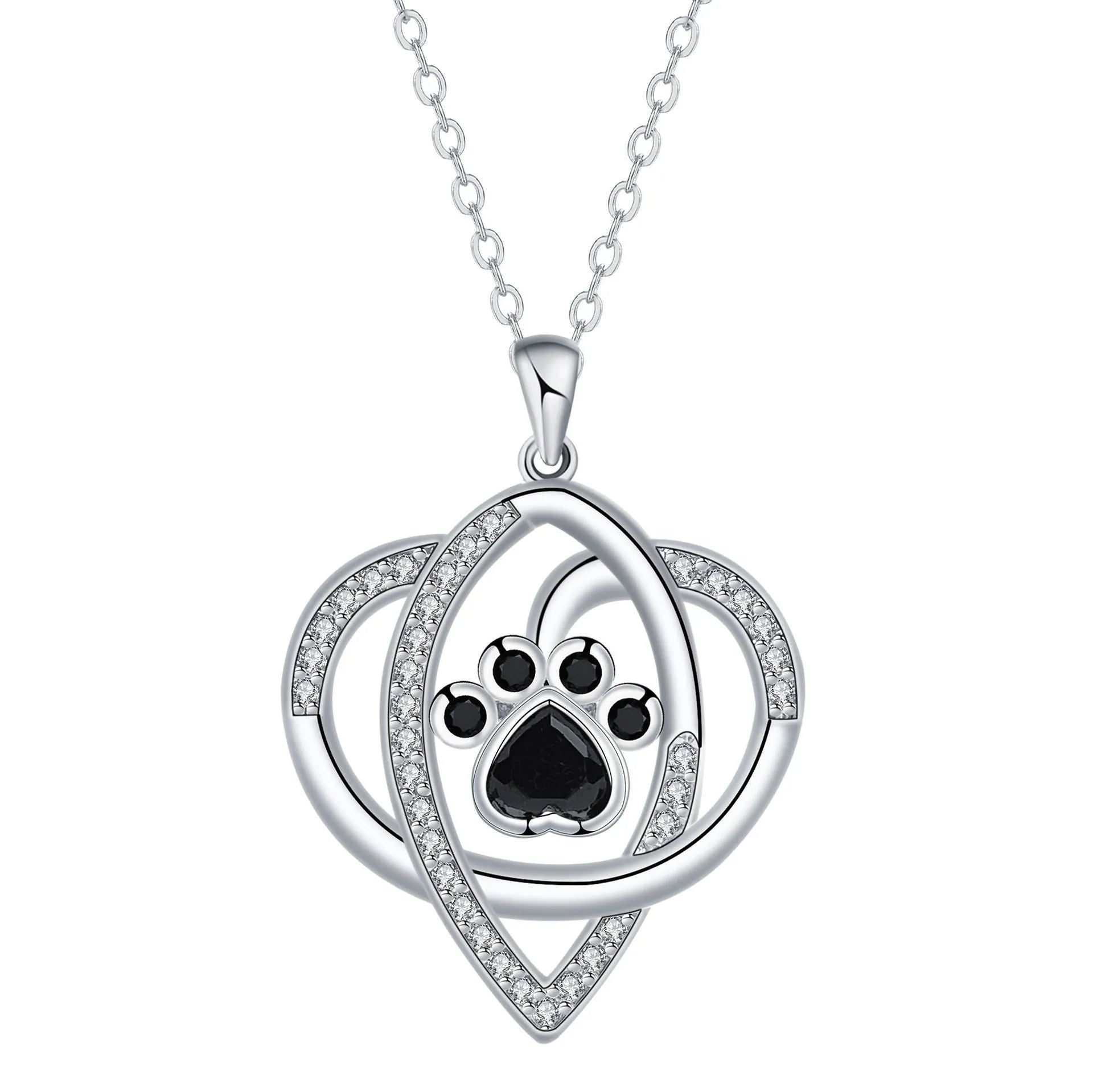 Women's necklace with dog paw print pendant on cross chain, electroplated copper finish