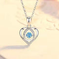 Blue diamond heart necklace and bracelet jewellery set with geometric pendant on 41-50cm adjustable chain