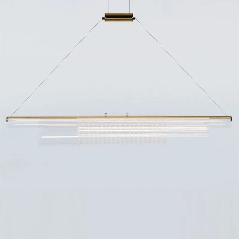 Modern minimalist glass pendant lamp with iron body in three hanging length options.