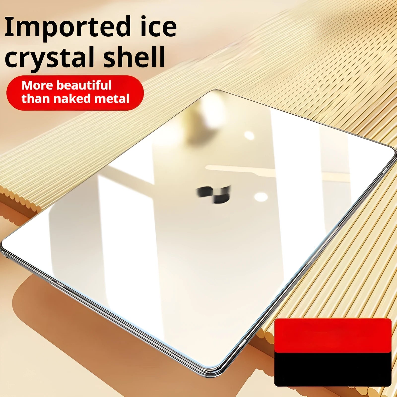 Clear plastic protective shell for MacBook laptop showing transparent design