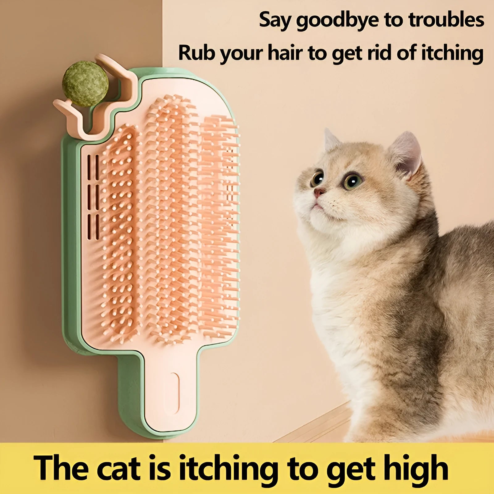 Small PP plastic cat itch rubbing toy for scratching and gentle pet massage