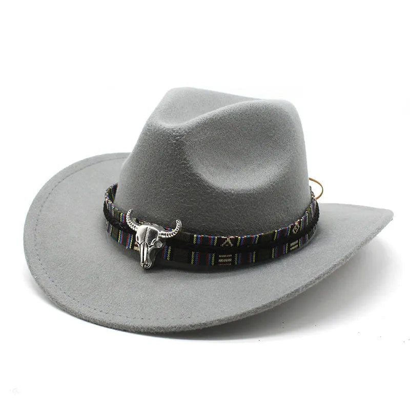 Western cowboy hat with bell crown style in polyester fabric, M size 56-58cm
