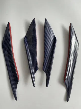 Set of four ABS plastic bumper blades for car styling in carbon fibre finish