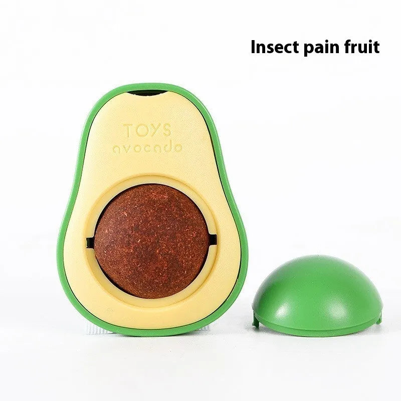 Plastic catnip ball cat toy for teeth cleaning in assorted colours including pink, blue, green.
