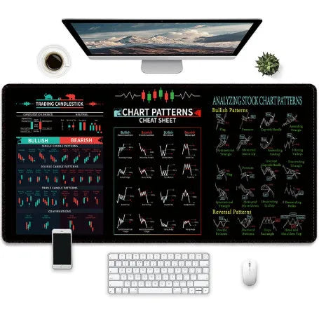 Game-themed printed rubber mouse pad with non-slip base on a desk.