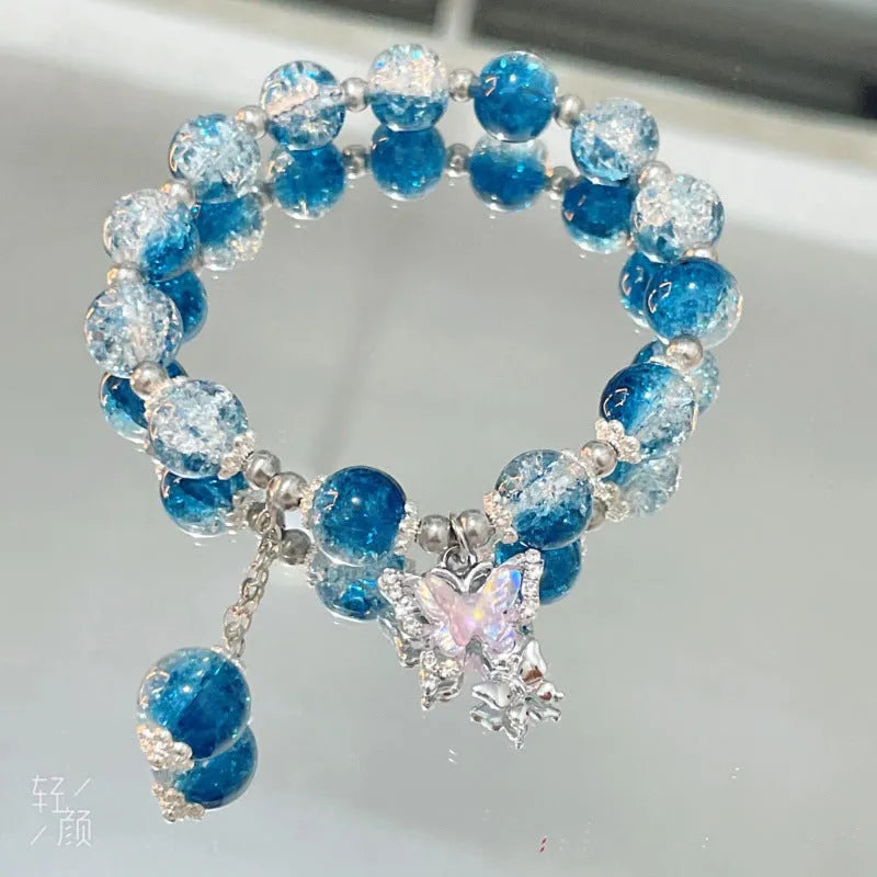 Chinese style bamboo leaf glass bracelet for women with a bamboo joint design.