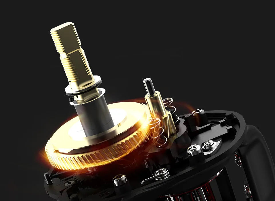 Drip wheel fishing reel with rocking wheel line in left and right hand wheel configurations