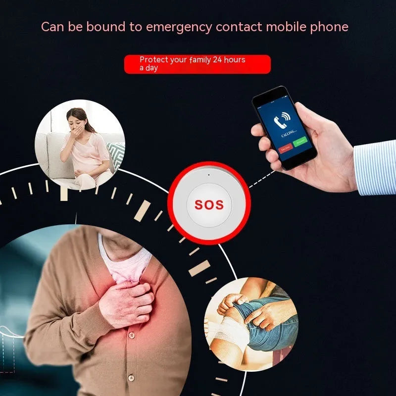 White remote mobile phone alarm emergency button with NB IoT wireless surface-mount design 55x27.4mm