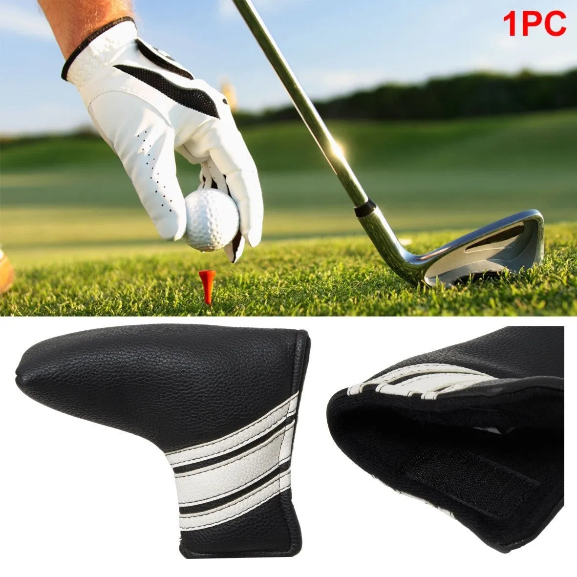 Black PU leather golf club push rod protective sleeve for shaft and handle protection