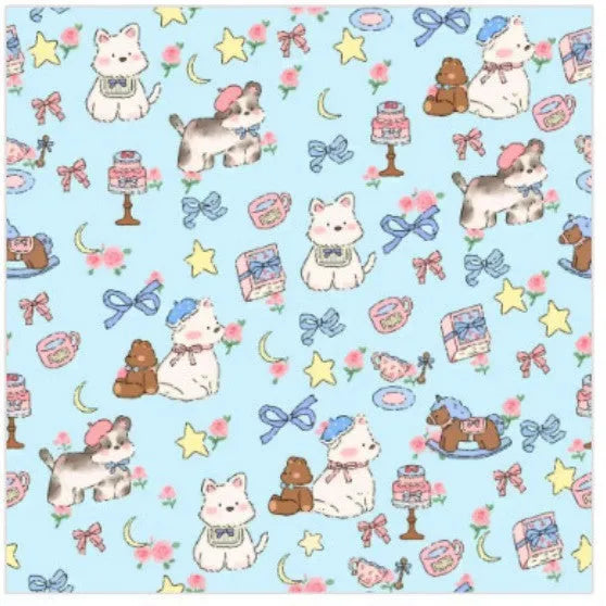 Cartoon printed cat cosmetic bag in nylon with colourful animal design showing size options