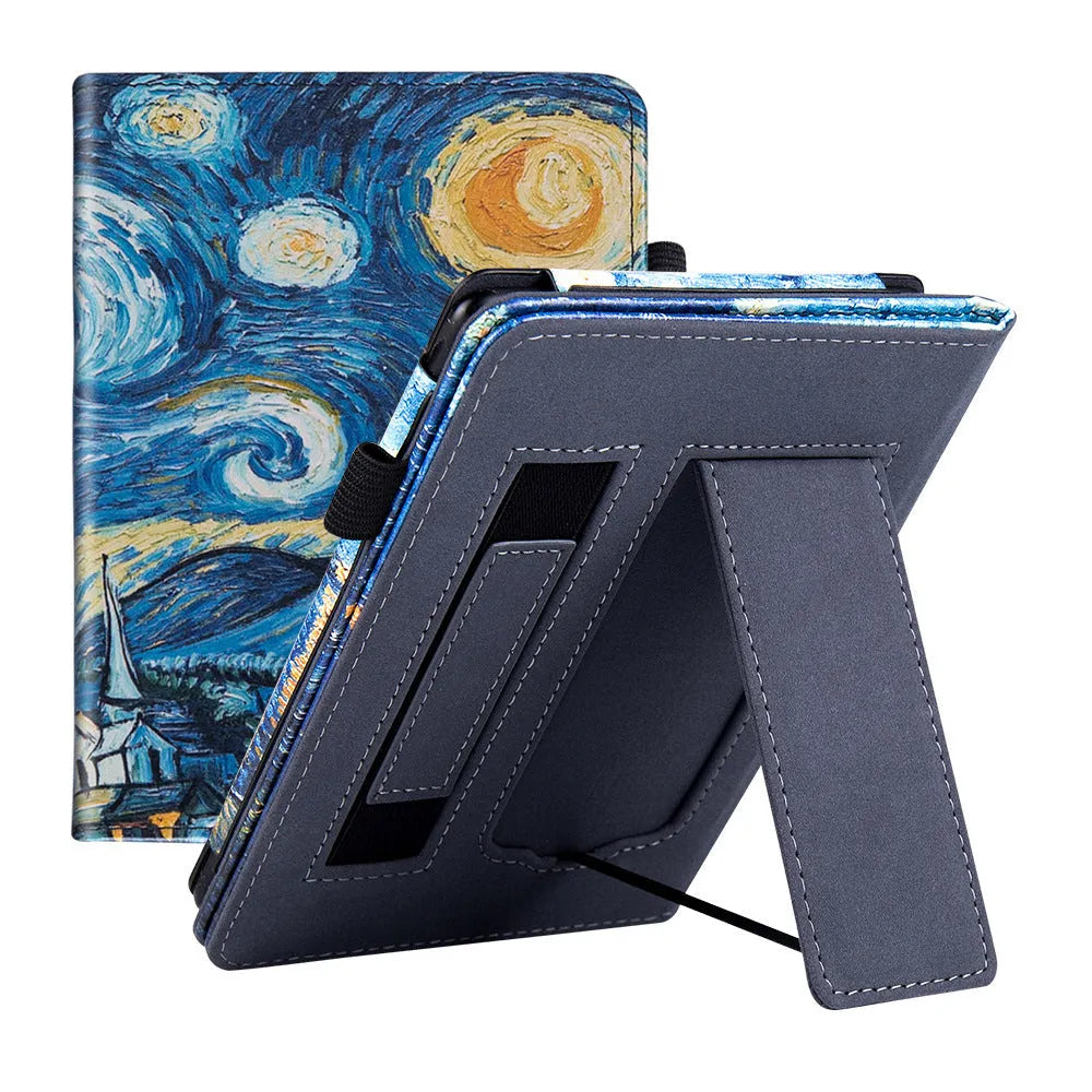 Kindle Paperwhite 5 leather case with integrated wrist strap bracket in multiple colour options