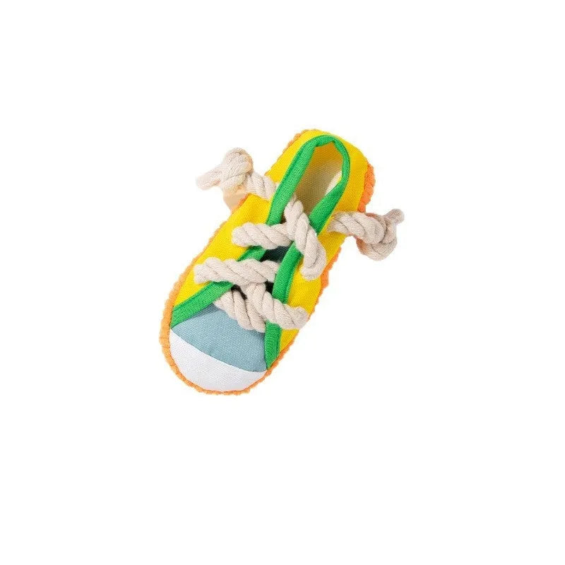 Plastic squeaker dog chew toy in bone shape for medium and large dogs, shown in blue colour.