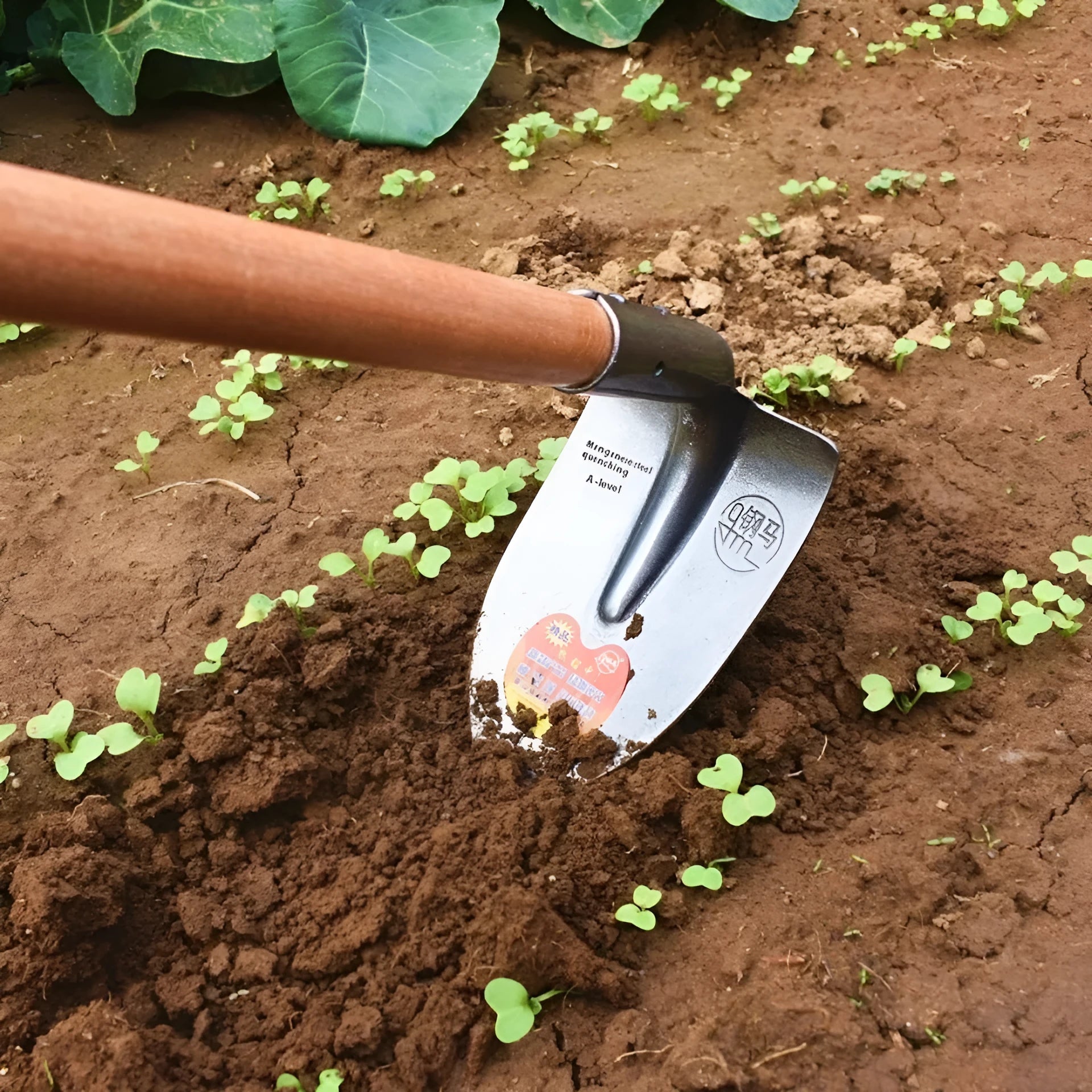 Agricultural flat pointed hoe with stainless steel construction and manganese steel quenching for weeding and ploughing