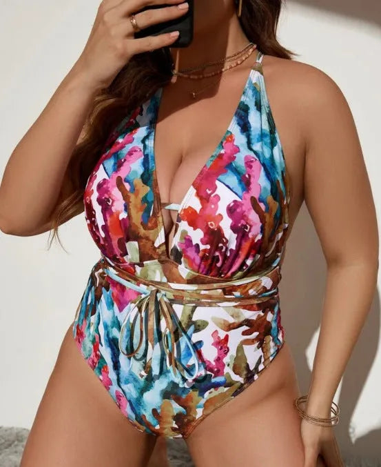 Purple solid colour women's halter swimsuit bikini with European American briefs styling