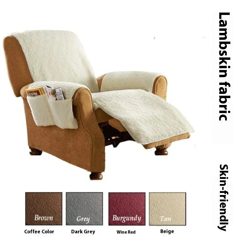 Polyester sofa cushion slipcover in lamb wool colour with universal fit for furniture protection