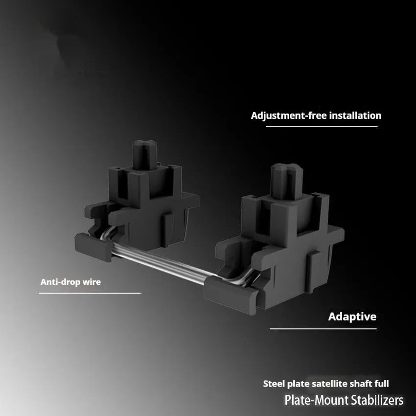 Black and milky white mechanical keyboard satellite axis stabiliser accessories for 6.25U and 7U spacebars.