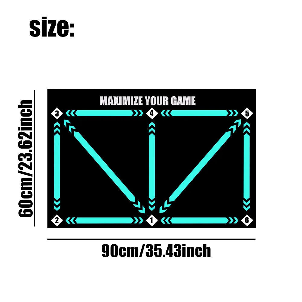 Rubber football training mat for indoor skill practice and foot basket drills