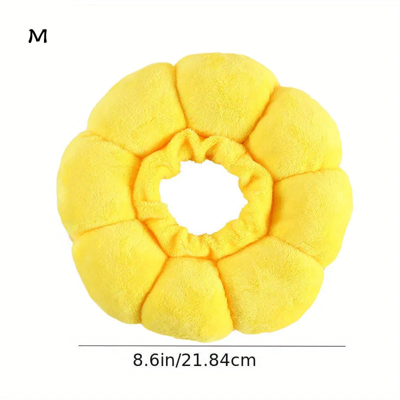 Cute sunflower-shaped adjustable recovery collar for small pets, soft cotton material