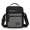 Men's nylon crossbody bag in solid colour with multiple pockets and adjustable shoulder strap