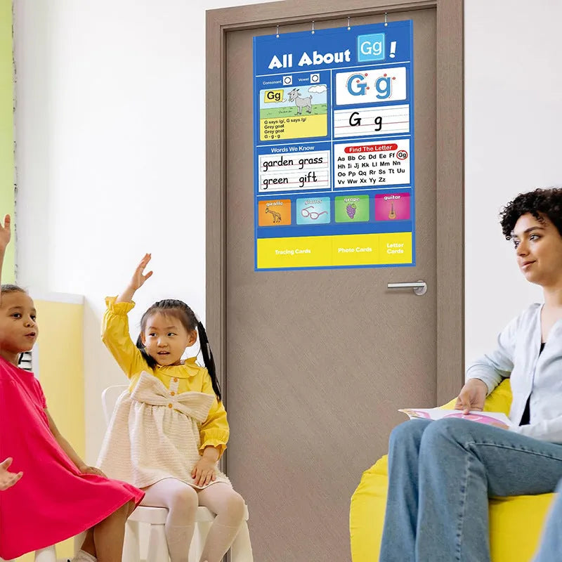 Alphabet learning sleeve table chart with educational cards for early years literacy development