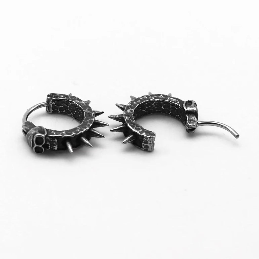 Alloy geometric punk motorcycle earrings in retro black with copper accents