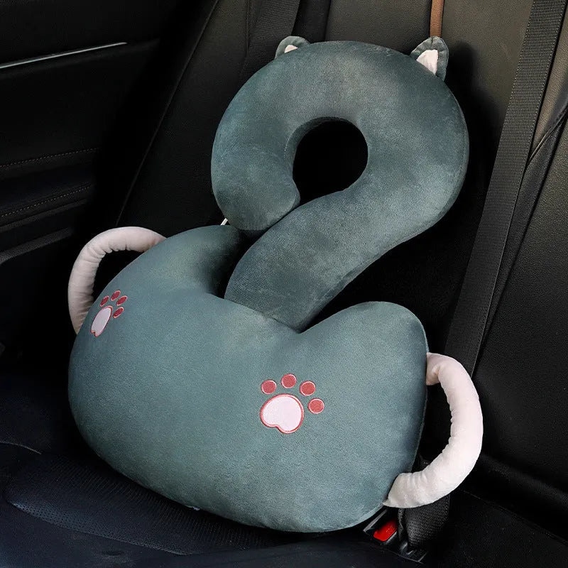 Square 65cm cartoon animal hug cushion in capybara design on a car seat