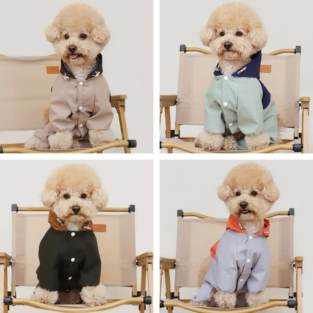 British style waterproof polyester jacket for small and medium sized dogs in Army Green colour