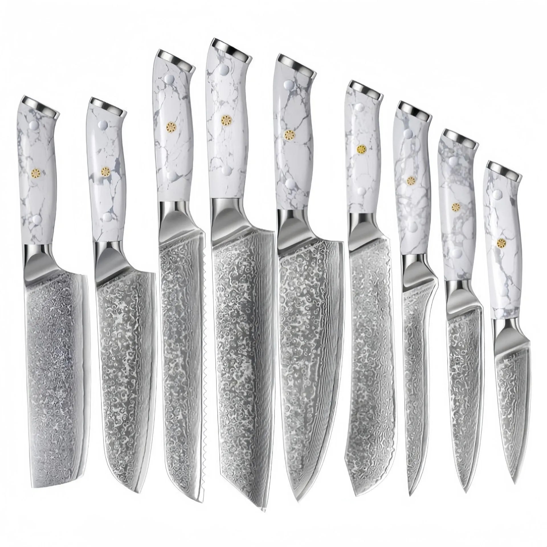 Damascus chef's knife with 21cm VG10 steel blade and modern handle design